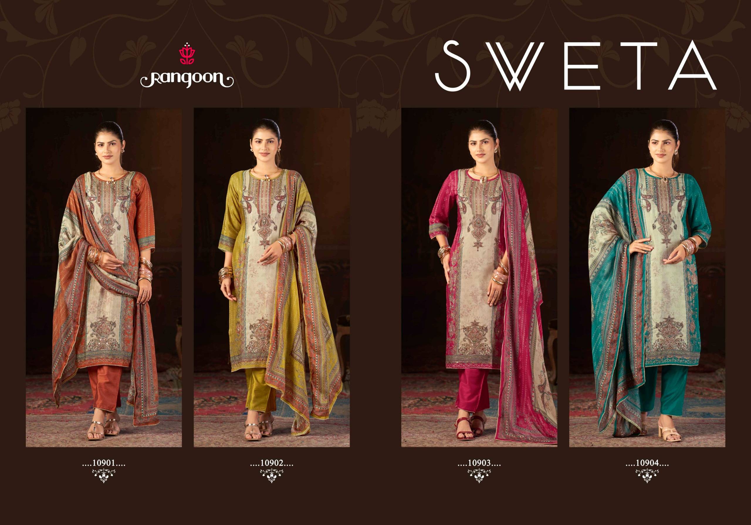 SVETA by Rangoon 10901 To 10904 Series Beautiful Pakistani Suits Wear Pure Muslin Stitched Dresses At Wholesale Price